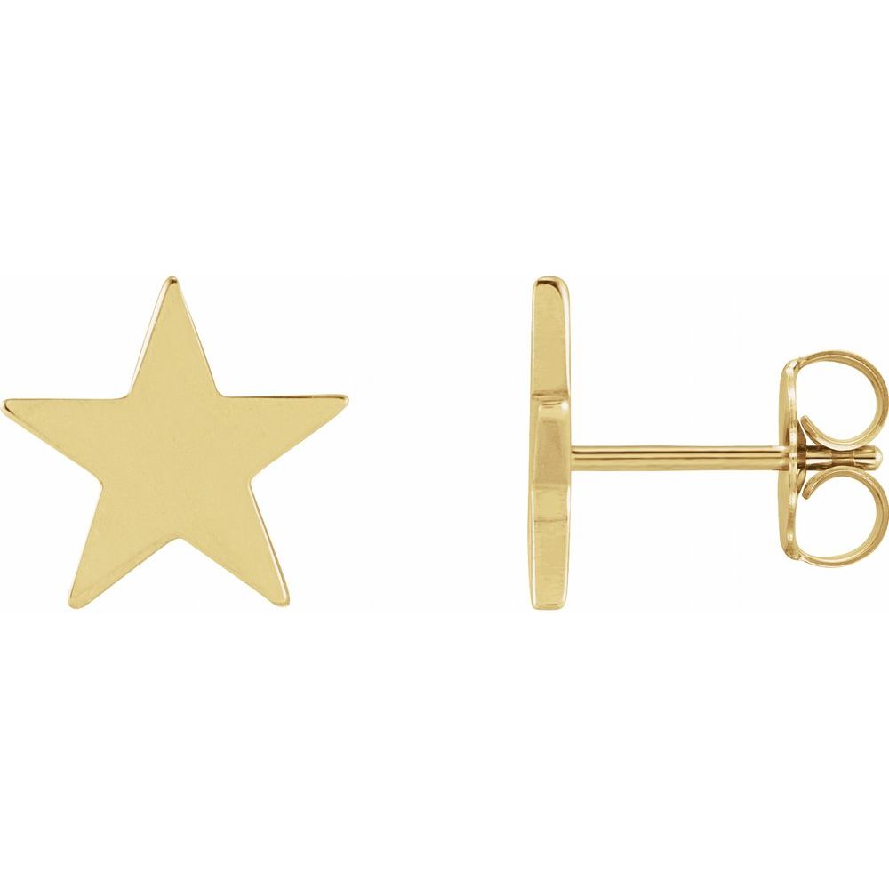 14K Yellow or White 6.2 mm Star Friction Post & Back Earrings