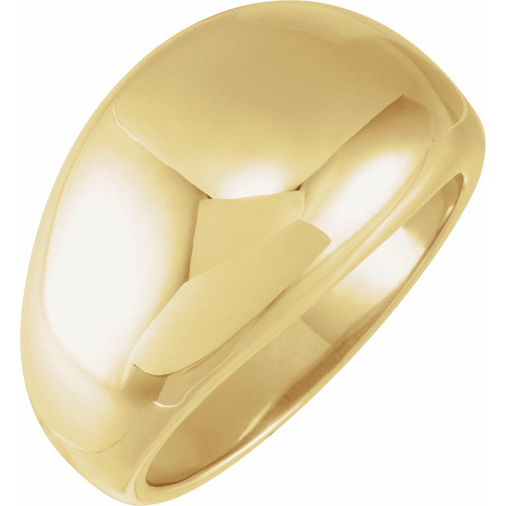 14K Yellow or White 12 mm Dome Ring