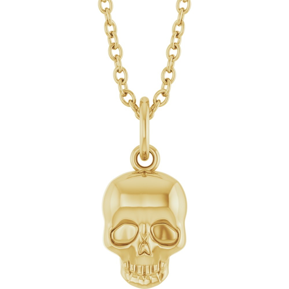 14K Yellow or White Skull 16-18" Necklace