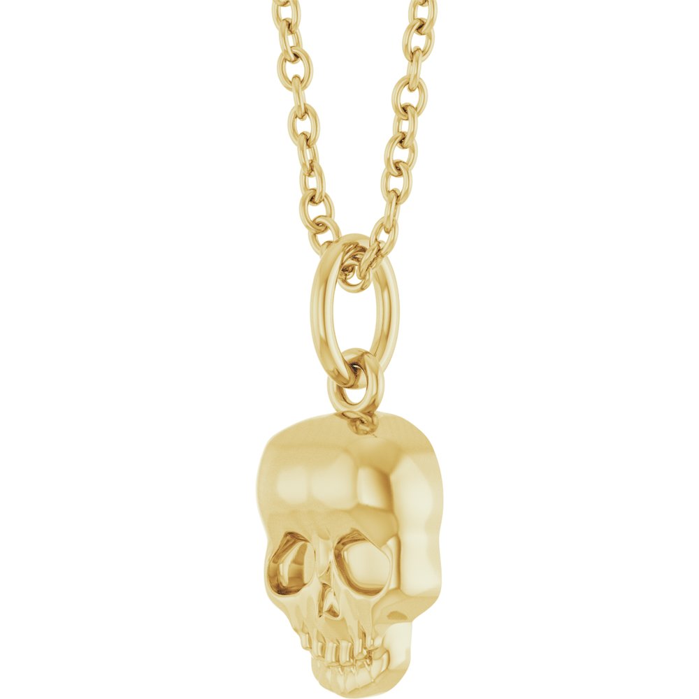 14K Yellow or White Skull 16-18" Necklace