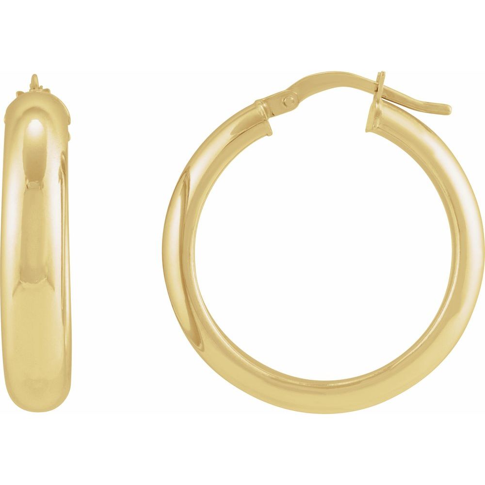 14K Yellow Half-Round Tube 30 mm Hoop Earrings