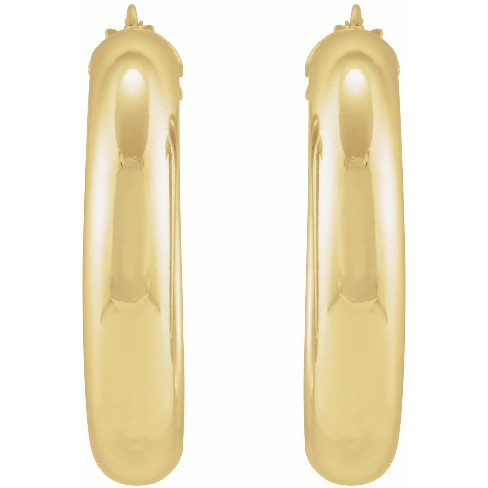 14K Yellow Half-Round Tube 30 mm Hoop Earrings