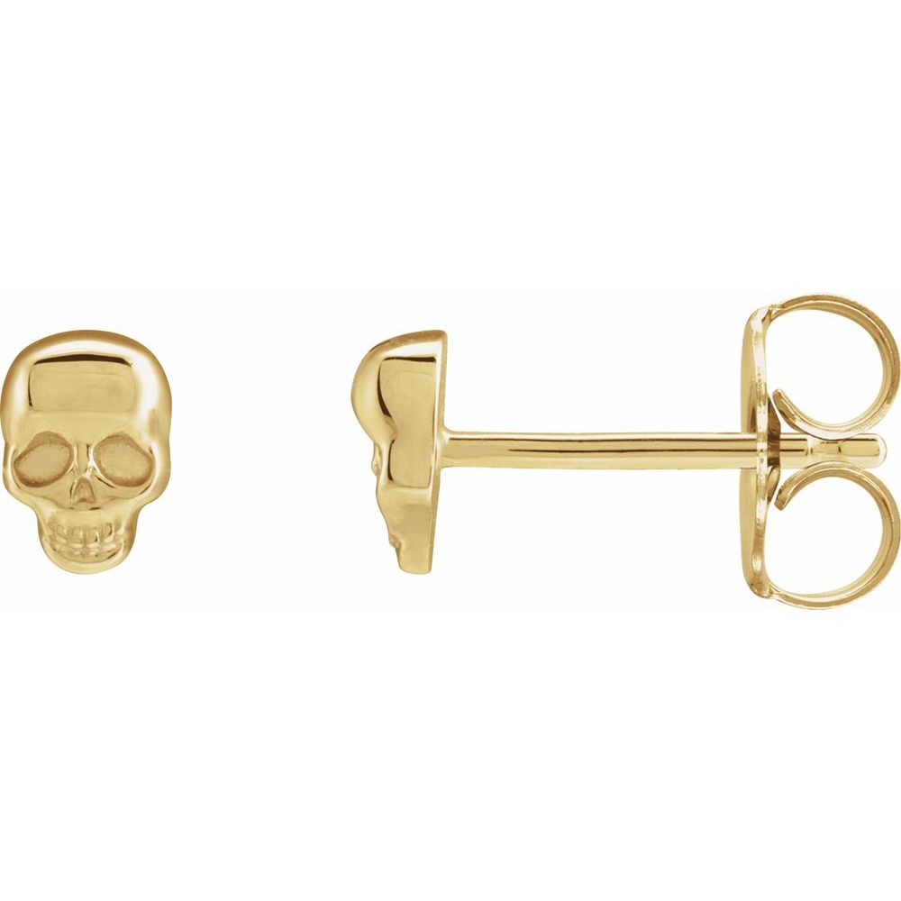 14K Yellow or White Skull Earring