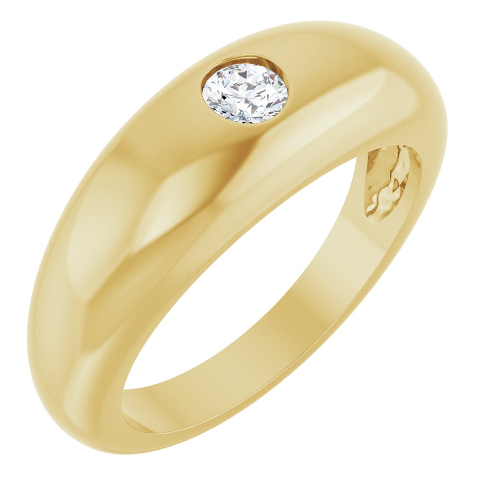 14K Yellow  or White  1/4 CT Natural Diamond Dome Ring