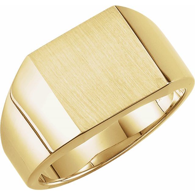 14K White 12 mm Square Signet Ring