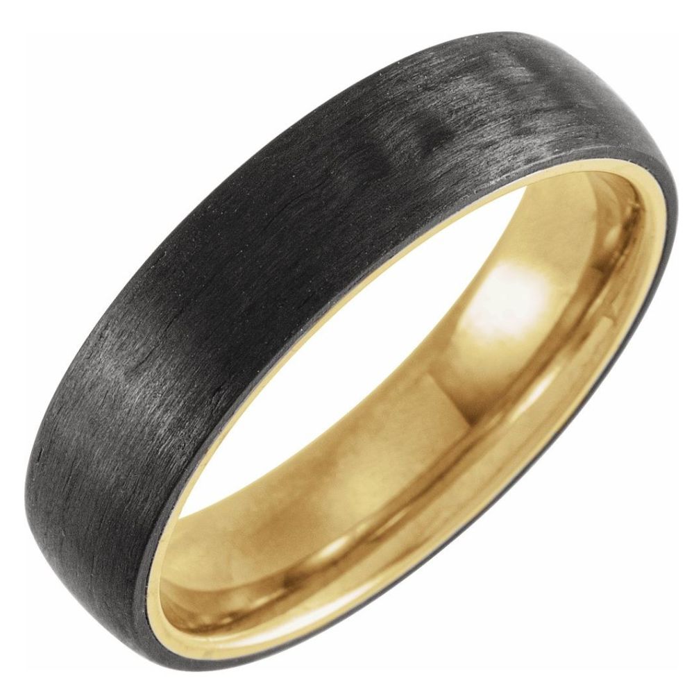 18K Yellow Gold PVD & Black Tungsten 8 mm Half Round