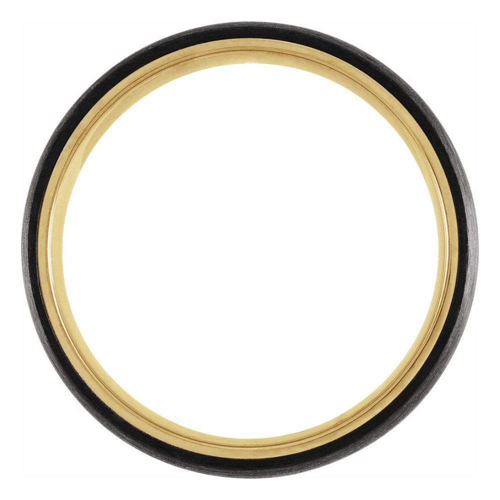 18K Yellow Gold PVD & Black Tungsten 8 mm Half Round