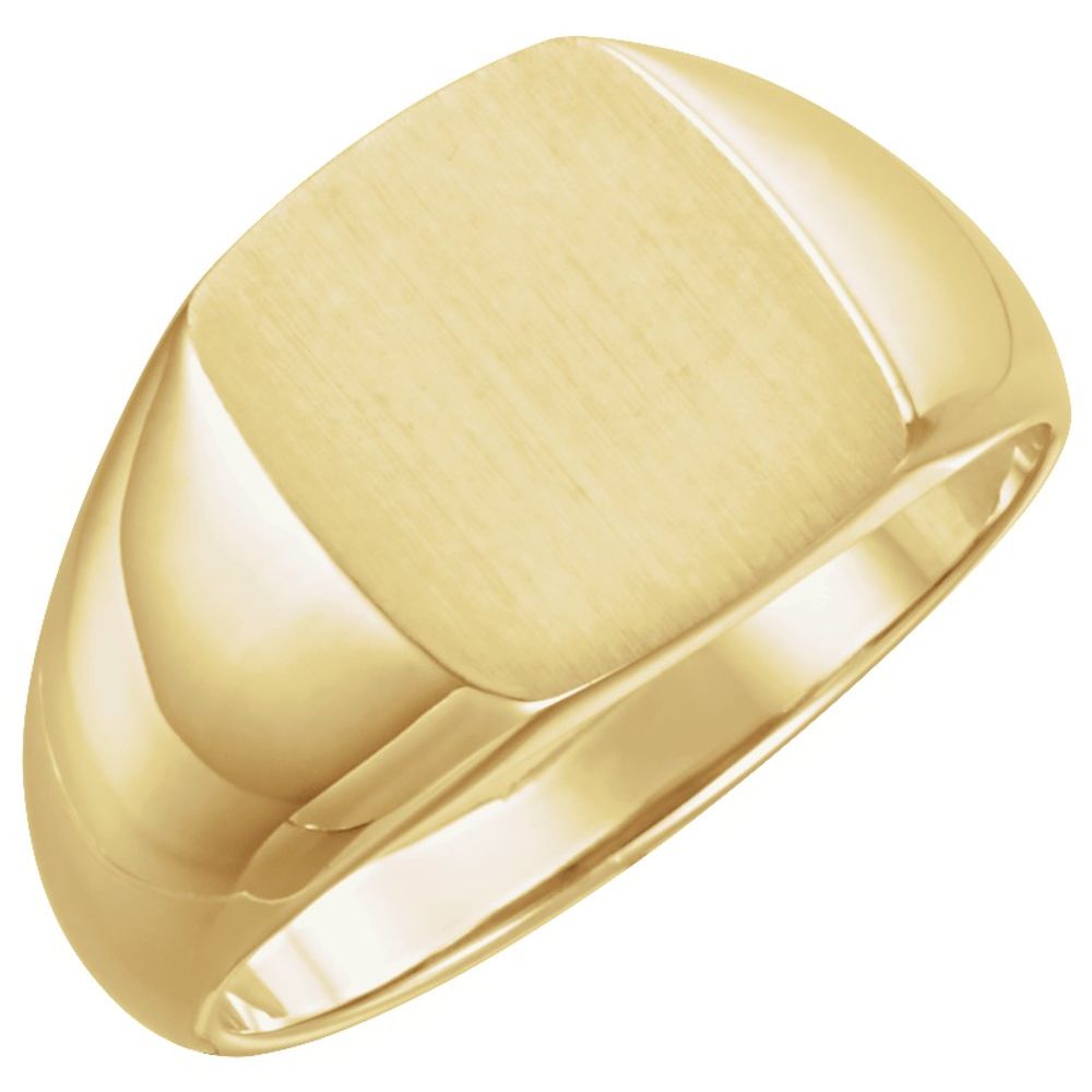 14K Yellow Or White 13x12 mm Rectangle Signet Ring