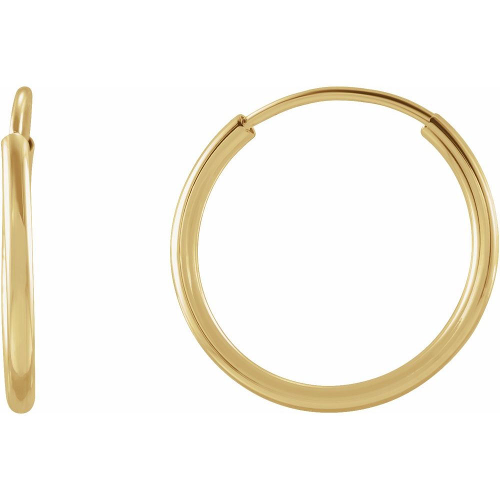 14K Yellow Endless Hoop Earrings - 10 mm