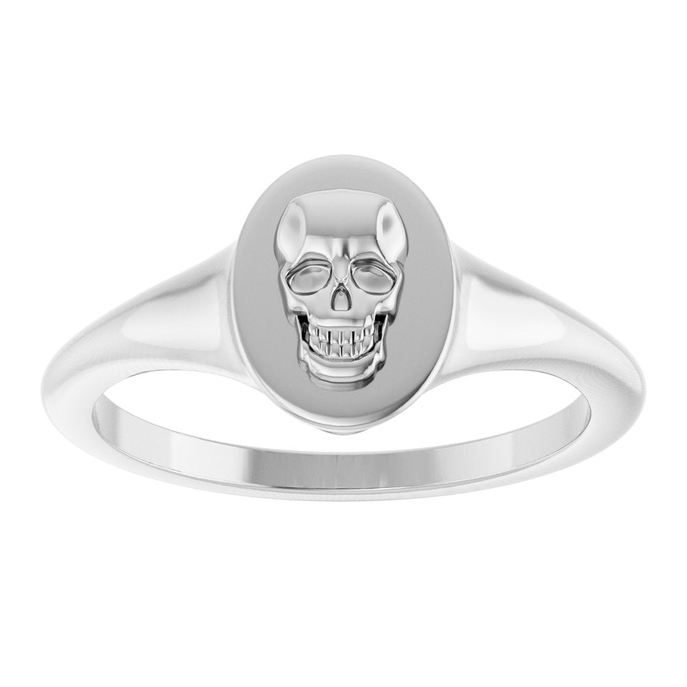 14K Yellow or White Skull Signet Ring