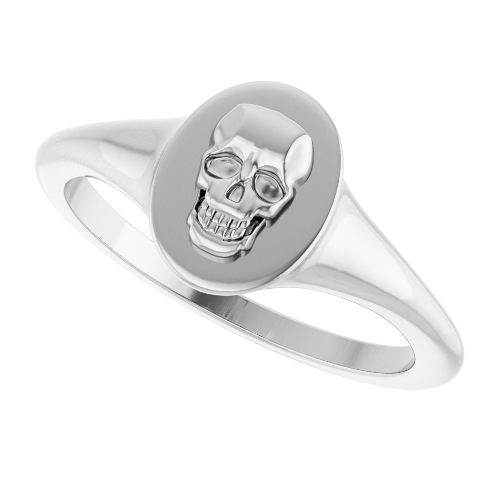 14K Yellow or White Skull Signet Ring