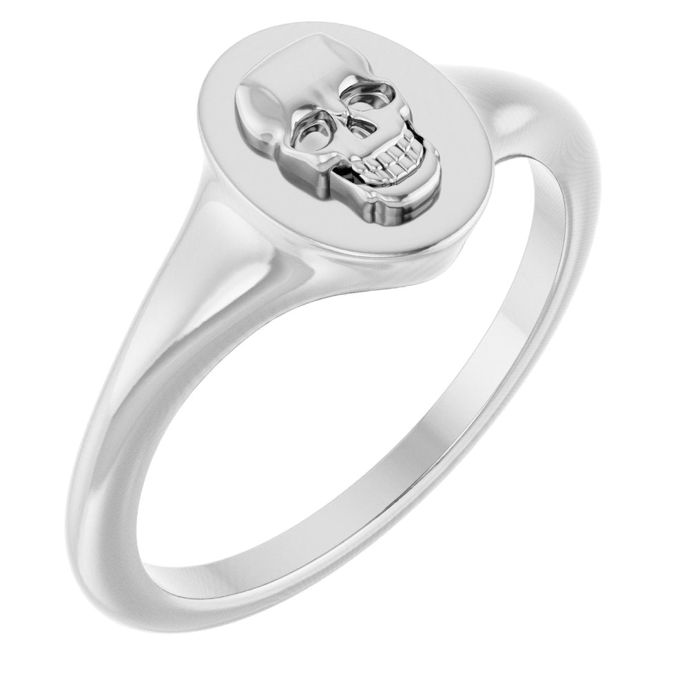 14K Yellow or White Skull Signet Ring