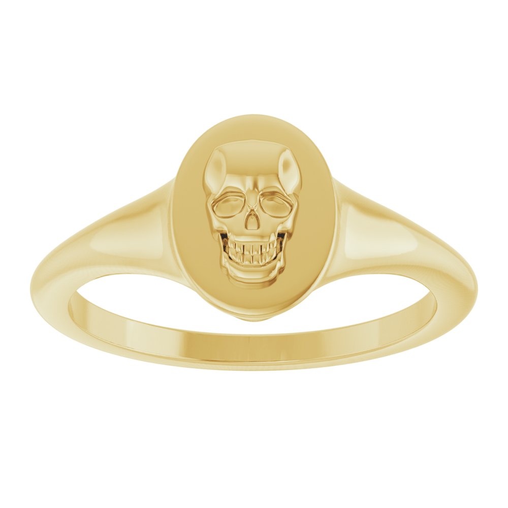 14K Yellow or White Skull Signet Ring