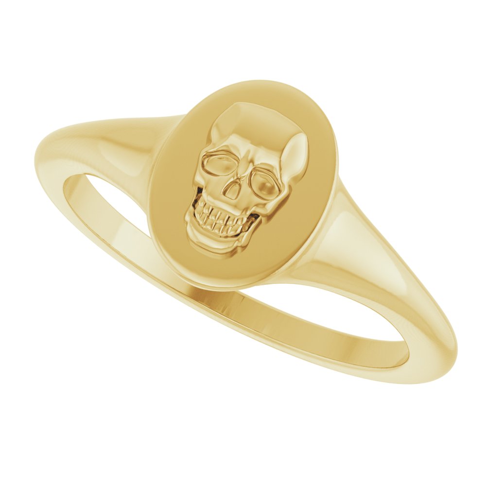 14K Yellow or White Skull Signet Ring