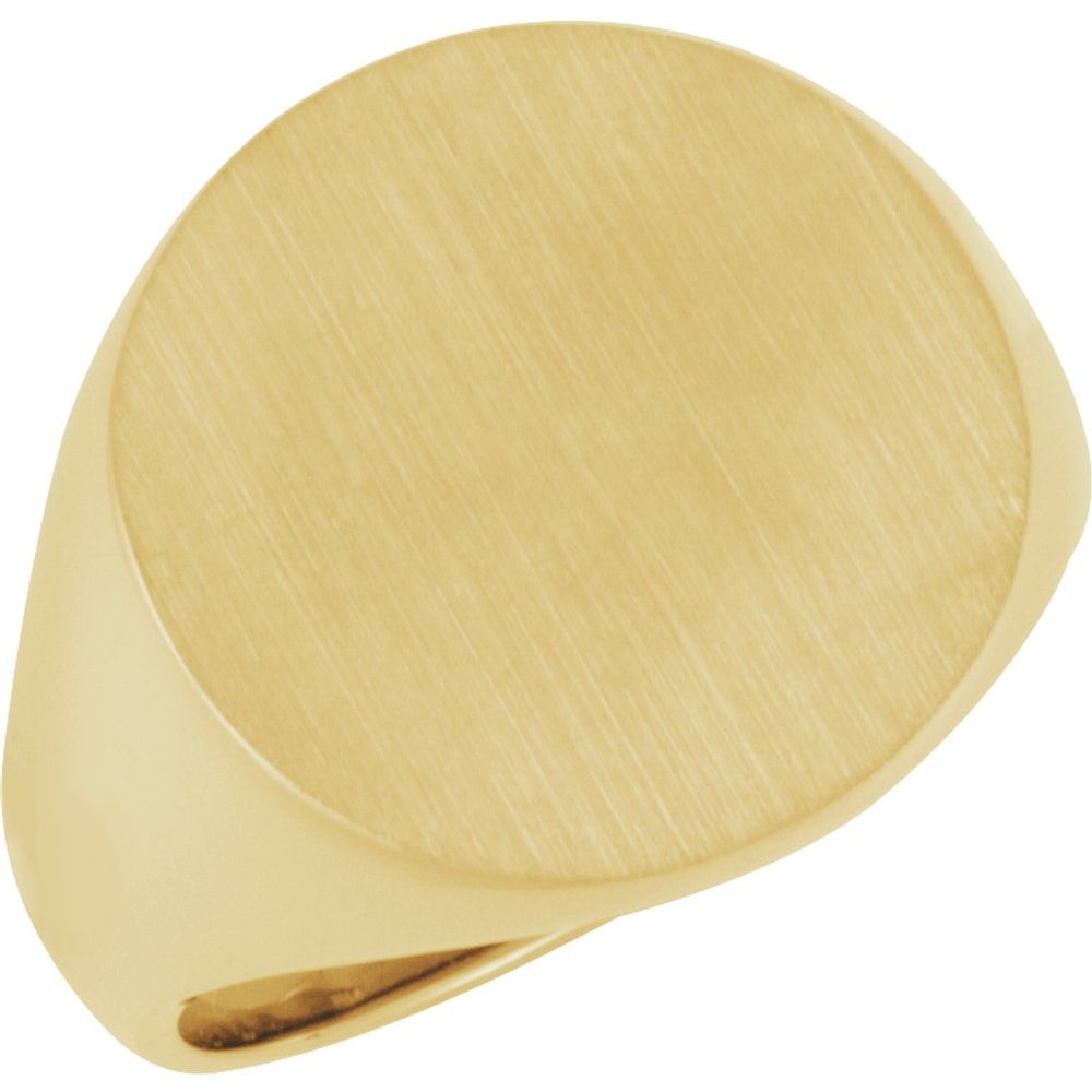 14K Yellow 18 mm Round Signet Ring