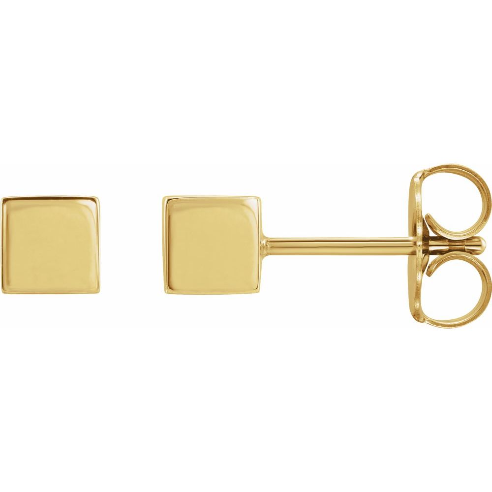 14K Yellow or White Cube Earrings