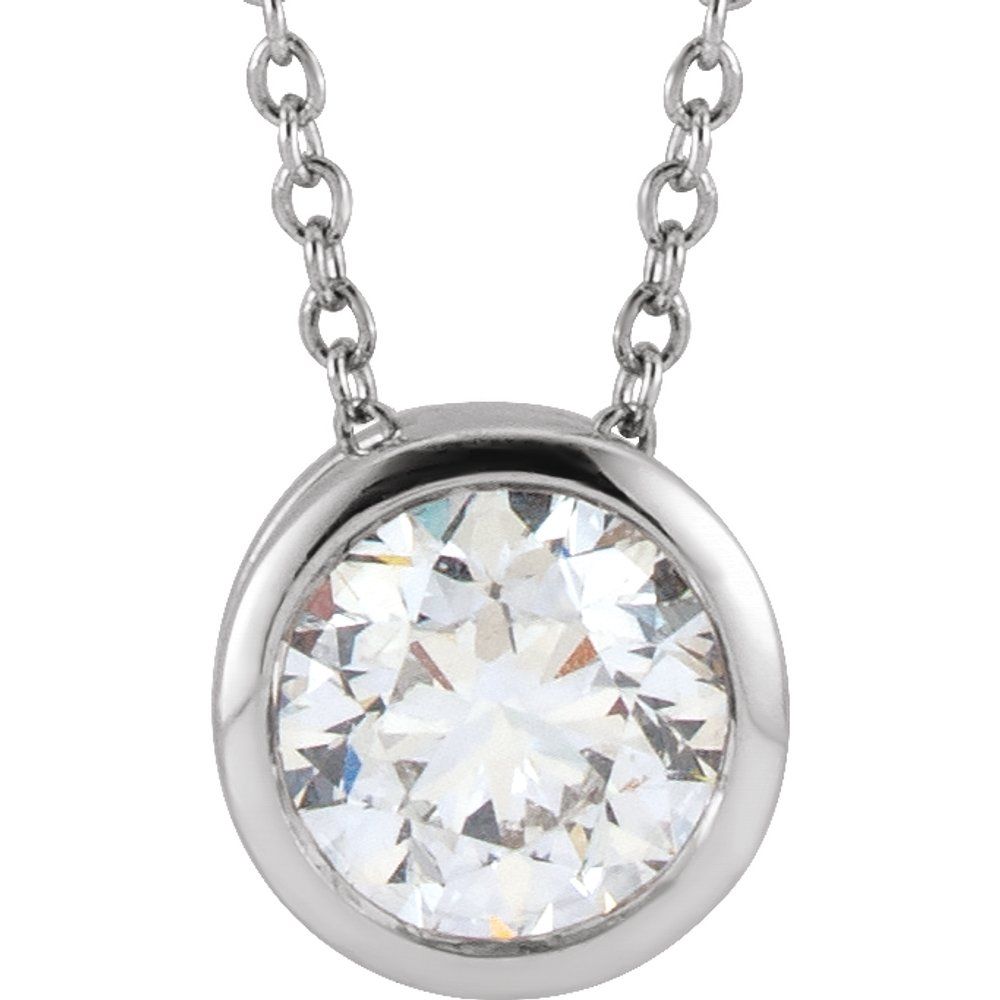 14K Yellow or White 1/2 CT Lab-Grown Diamond Solitaire 16-18" Necklace