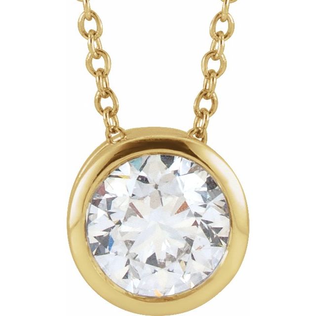 14K Yellow or White 1/2 CT Lab-Grown Diamond Solitaire 16-18" Necklace