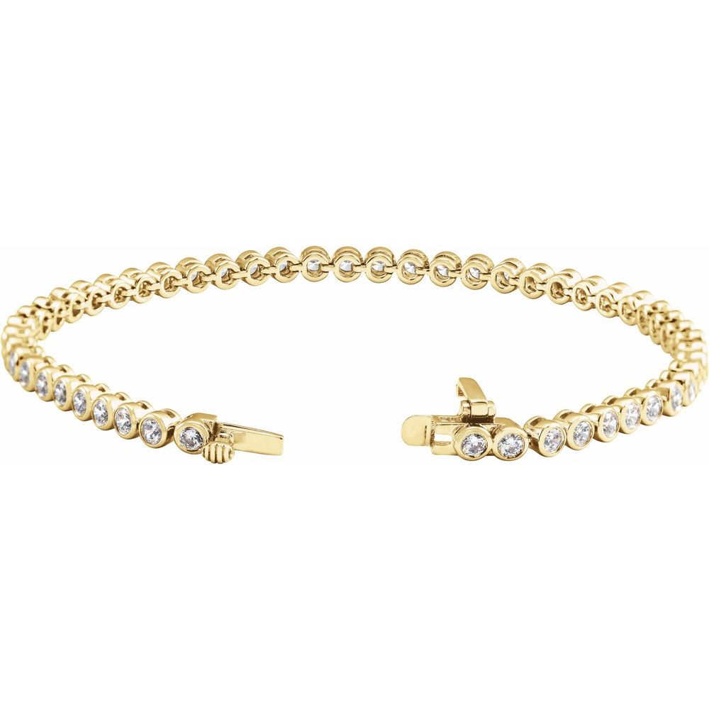 14K Yellow or White 3 1/2 CTW Lab-Grown Diamond Bezel-Set 7" Bracelet