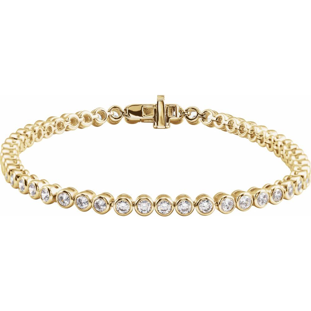 14K Yellow or White 3 1/2 CTW Lab-Grown Diamond Bezel-Set 7" Bracelet