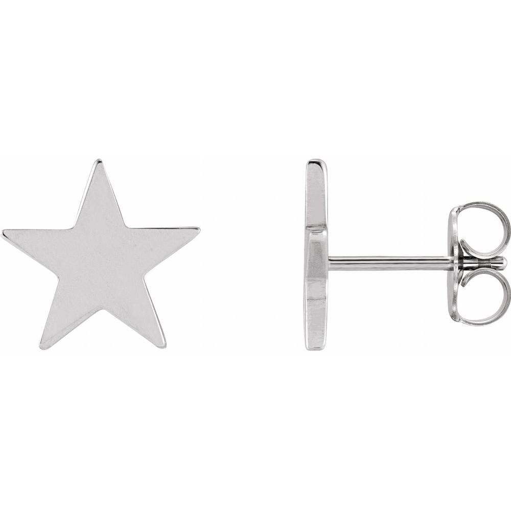 14K Yellow or White 6.2 mm Star Friction Post & Back Earrings