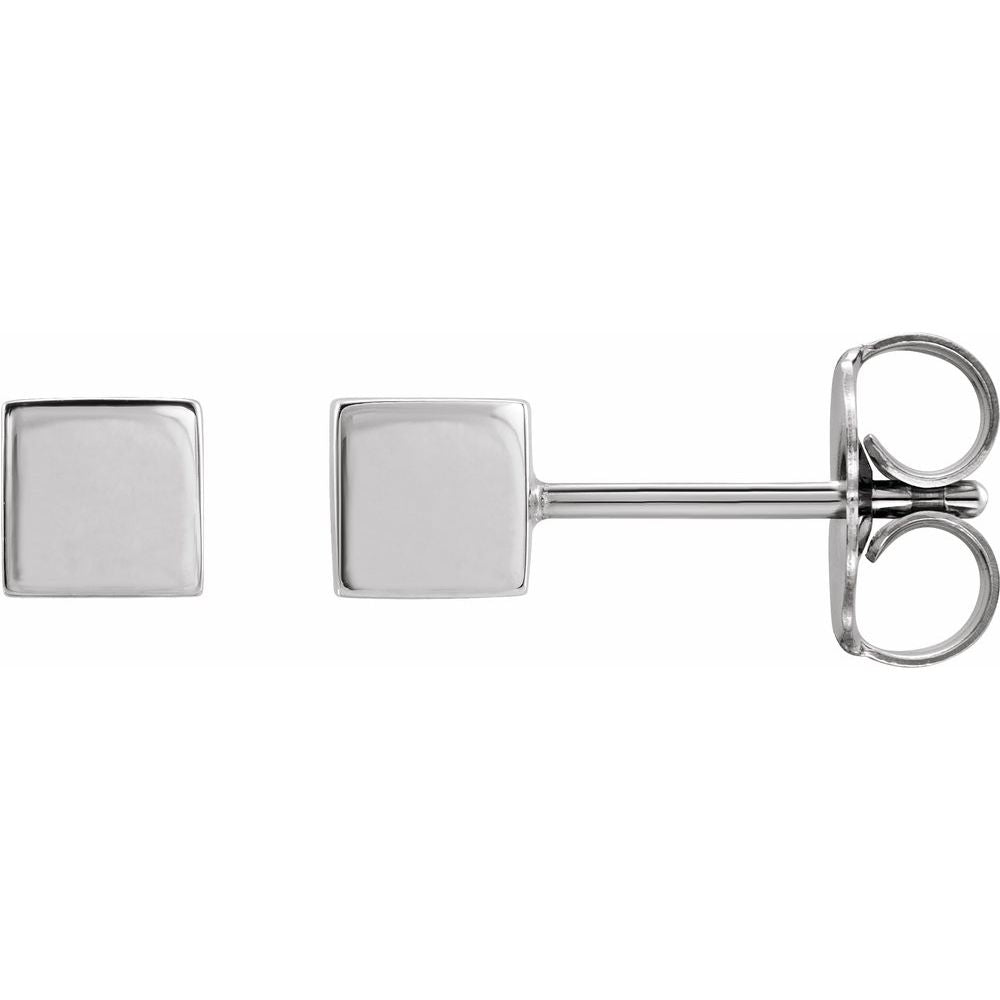 14K Yellow or White Cube Earrings