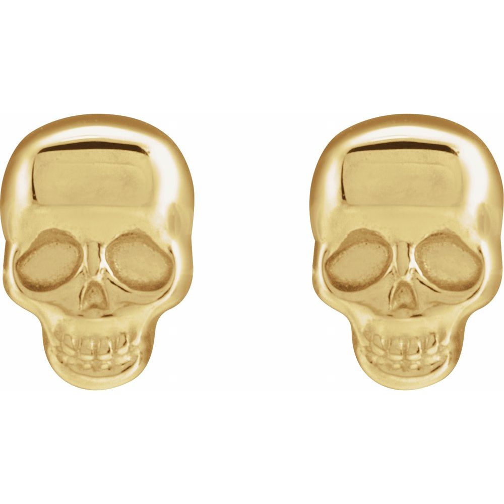 14K Yellow or White Skull Earring