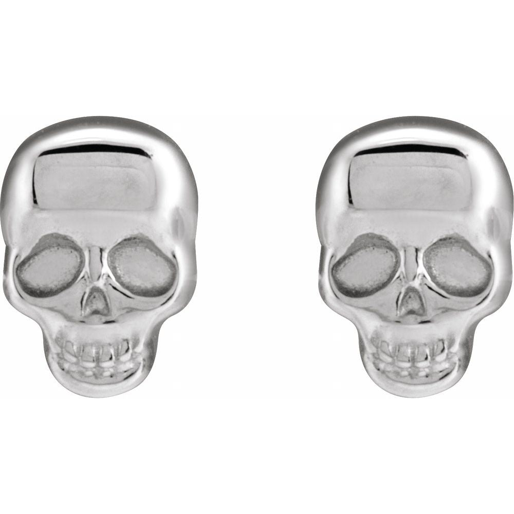 14K Yellow or White Skull Earring