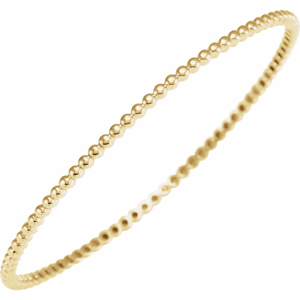 14K Yellow or White Beaded Bangle Bracelet