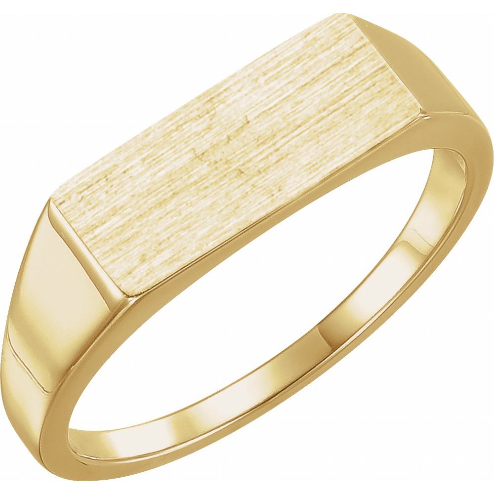 14K Yellow or White 15x7 mm Rectangle Signet Ring