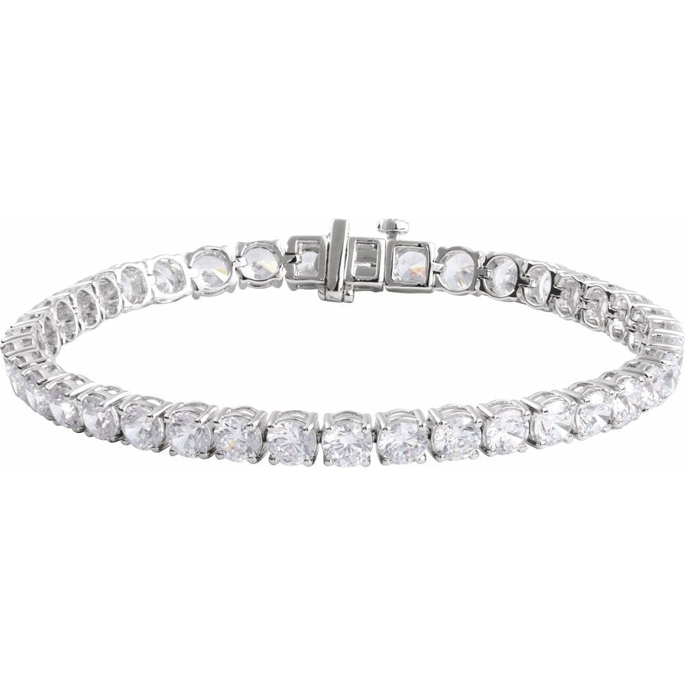 14K Yellow or White 12 CTW Lab-Grown Diamond Line 7" Bracelet