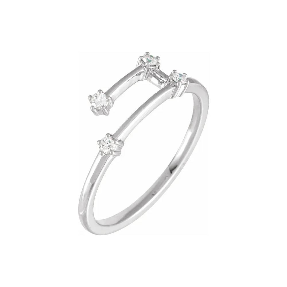 Natural Diamond On Constellation Ring